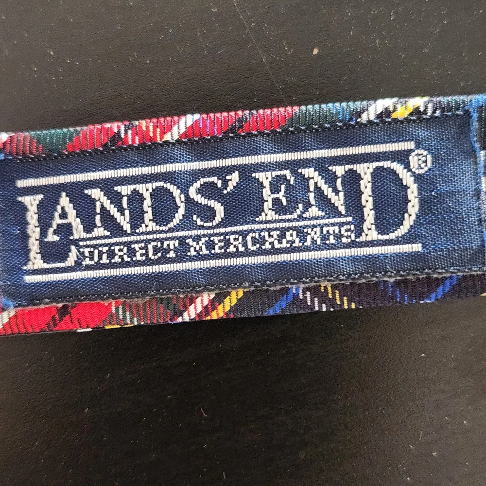 Lands’ End Boy's Silk Red Plaid Bow Tie Size 13